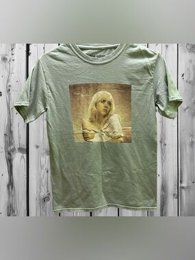 Billie Eilish Graphic Tee in Light Sage Green S